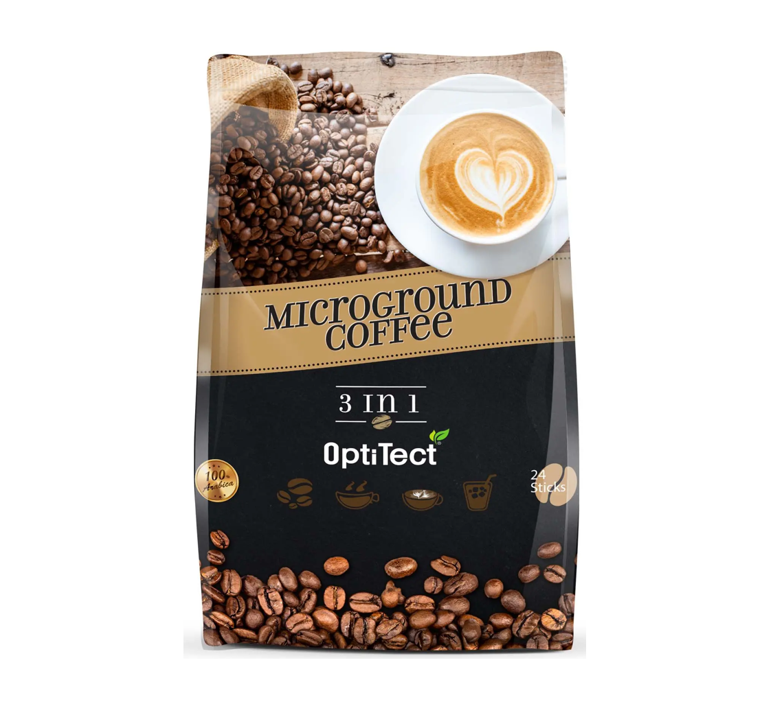 optitic coffee 3 in 1 Optitect Arabica Microground Coffee 3-in-1 (24 Stick Packs) – Sugar-Free Instant Mix - Image 1