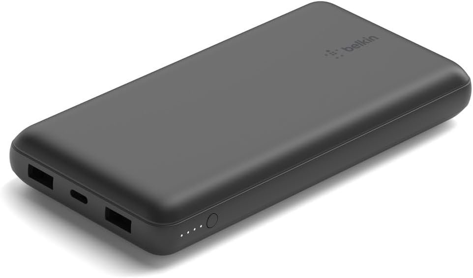 power bank Belkin 20000mAh USB-C Portable Charger – High-Capacity Power Bank with Type-C Input/Output & Dual USB-A Ports (Black) - Image 1