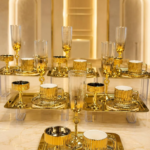 Rova Elegance 18-Piece Premium Glass Coffee & Tea Set with Trays (Serves 6)