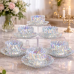 Glow Series 6 Piece Glass Bowl Set – Titanium Coated for Rice, Snacks & Fruit Salad